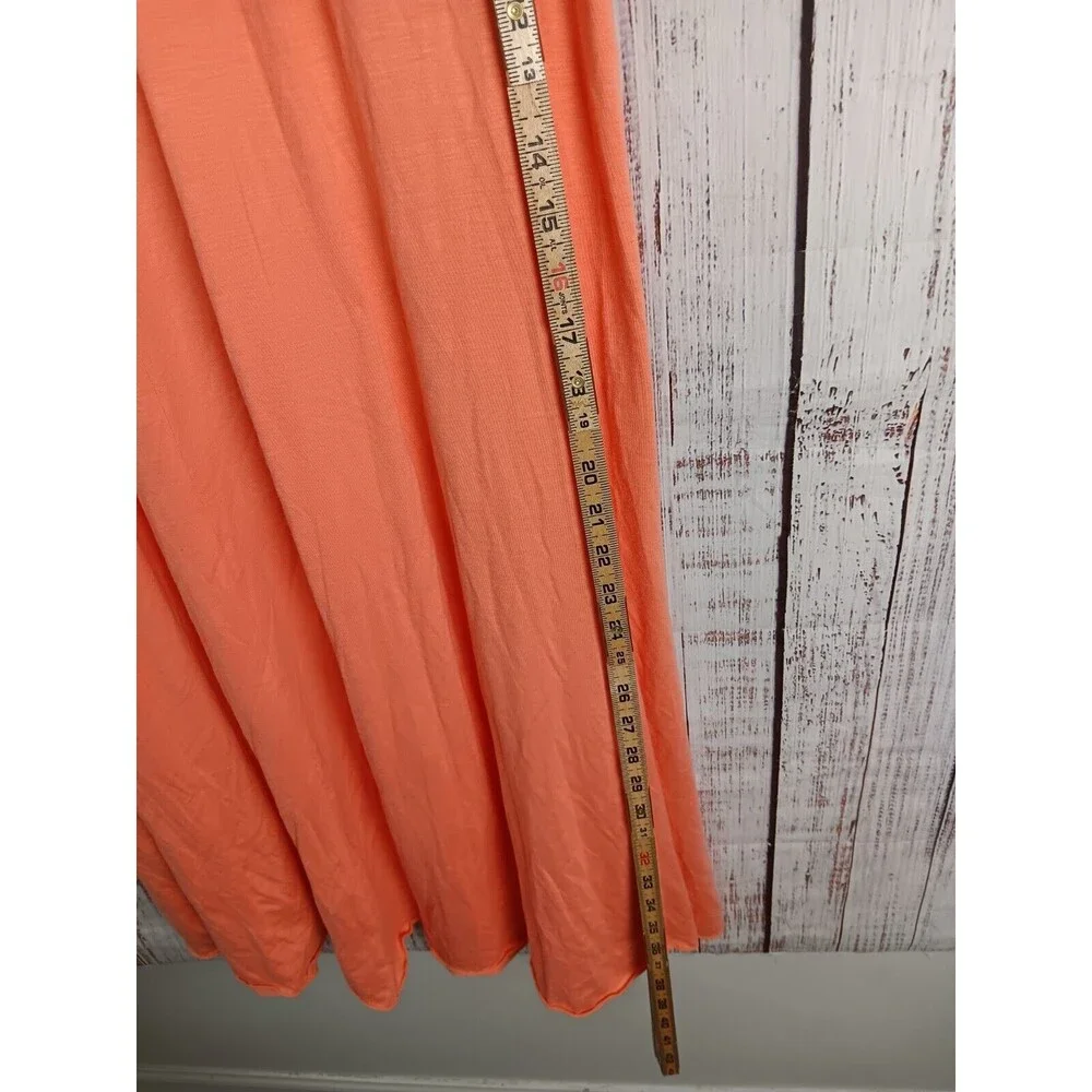 Cato Maxi Skirt Womens M Stretchy Pull On Wild Bold Long Peach Elastic Waist